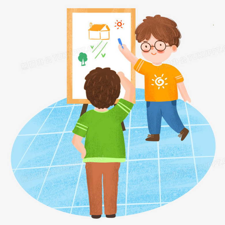 手繪卡通男孩們一起玩你猜我畫游戲插畫免摳元素在軟件開發中的應用